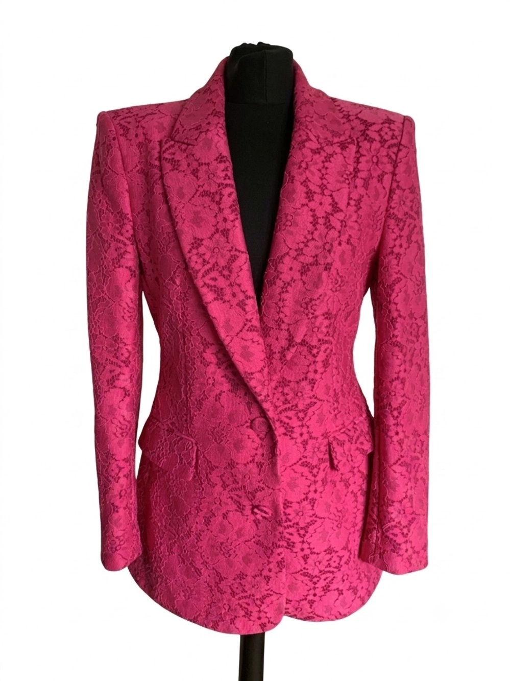 Zara Hot Pink Lace Single-Button Blazer - Picture 4 of 4